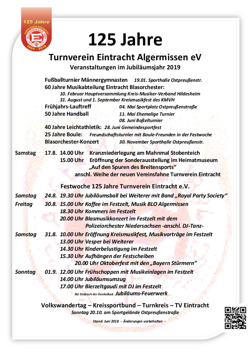 Flyer Tve Jubi 19 Stand 6 18 Tv Eintracht Algermissen